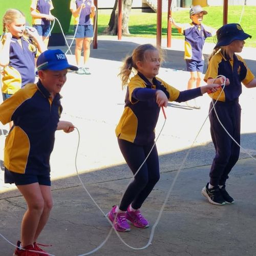 A group of student jumping rope for Jump Rope for Heart