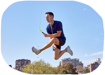 Luke Boon skipping rope mid air