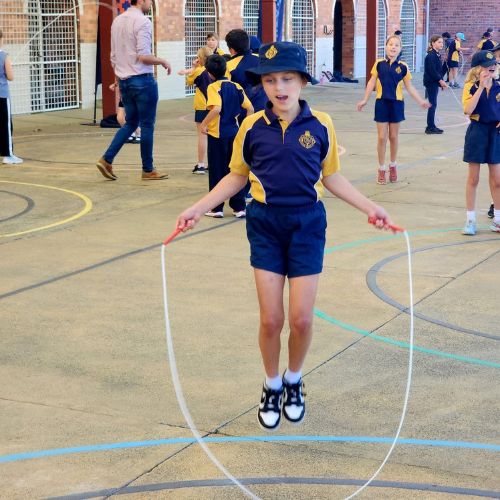 A young person jumping rope for Jump Rope for Heart